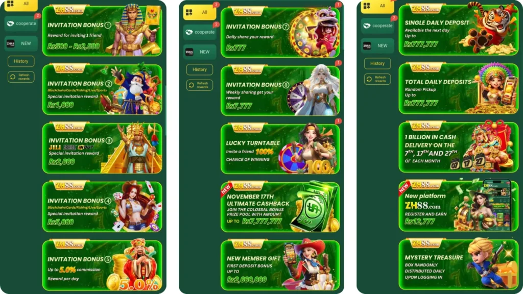 88ZH88 Game bonuses and rewards