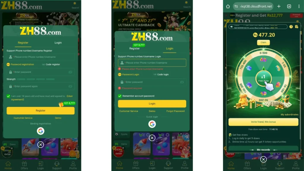 88ZH88 Game register